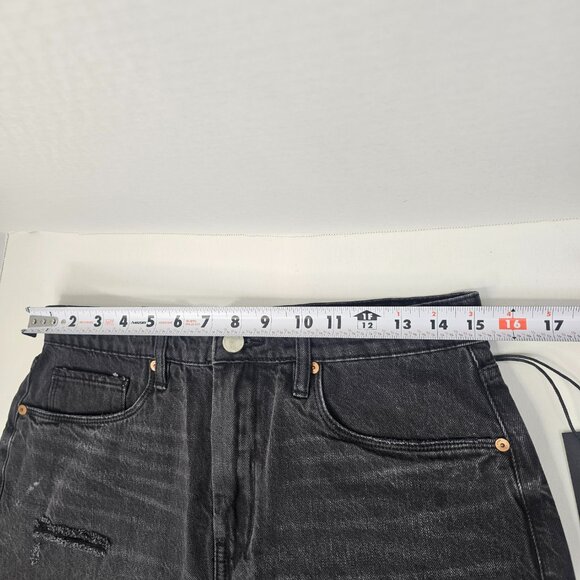 The Reeve Blank NYC Black Denim Short Women High Rise Ribcage Size 29 Distressed - Picture 8 of 10